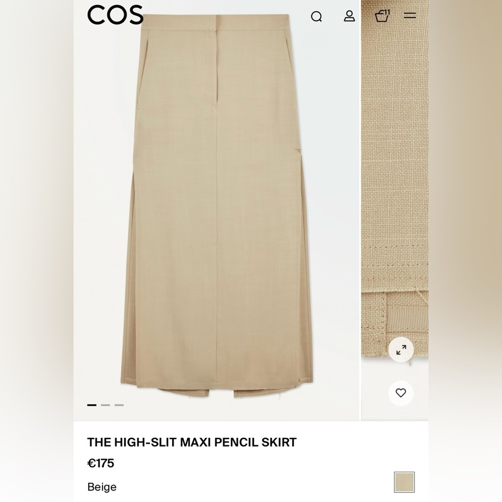COS High-Slit Beige Maxi Skirt